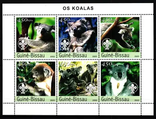 Guinea Bissau 2351-2356 postfrisch als Kleinbogen, Koalabär #JV622
