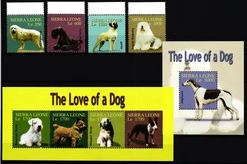 Sierra Leone Block 597 + 4577-4584 postfrisch Hunde #JV615