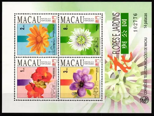 Macau Block 23 postfrisch Blumen #JV708