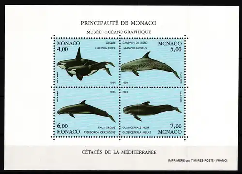 Monaco Block 62 postfrisch Wale #JV786