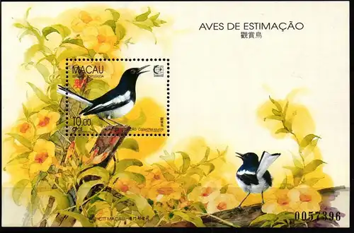 Macau Block 30 postfrisch Vögel #JV712