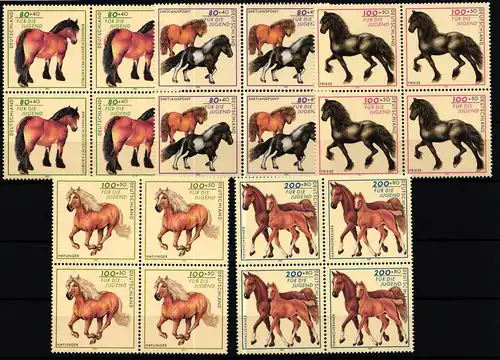 Bund 1920-1924 postfrisch als 4er Blöcke, Pferde #JV788