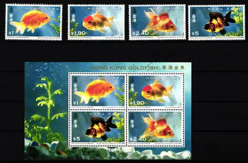 Hongkong Block 29 + 705-708 postfrisch Goldfische #JV726