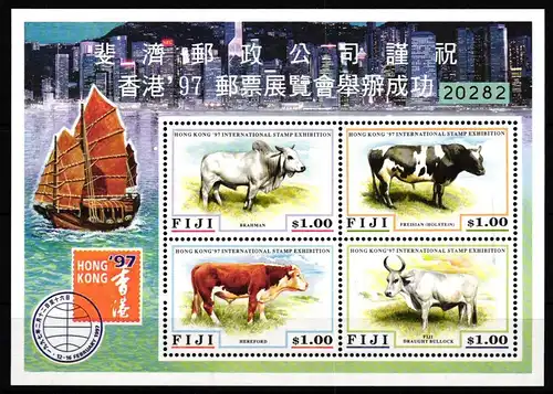 Fidschi Block 20 postfrisch Rinder #JV746