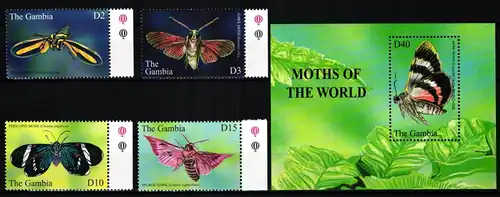 Gambia Block 582 + 4608-4611 postfrisch Schmetterlinge #JV871