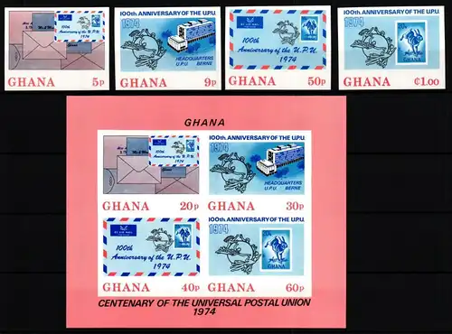 Ghana Block 55 B + 548-551 B postfrisch Weltpostverein/ UPU #JV806