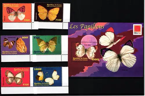 Guinea Block 661 + 3237-3242 postfrisch Schmetterlinge #JV889