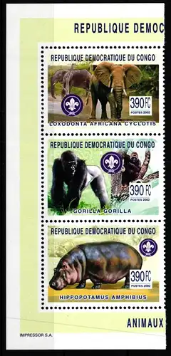 Kongo (Kinshasa) 1755-1757 A postfrisch afrik. Wildtiere #JV848