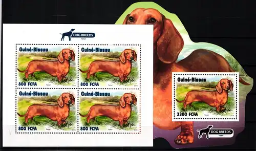 Guinea-Bissau Block 1748 + 10159 postfrisch als Kleinbogen, Hunde, Dackel #JV927