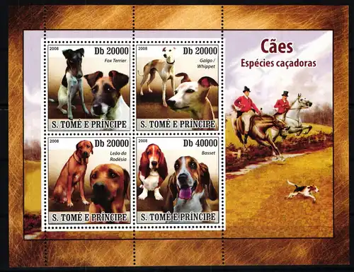 Sao Tome e Principe 3659-3662 postfrisch als ZD-Bogen, Hunde #JV930