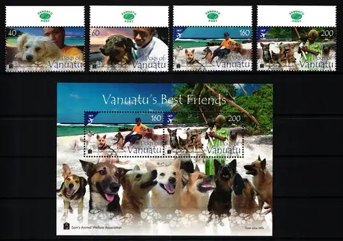 Vanuatu Block 73 + 1492-1495 postfrisch Hunde #JV947