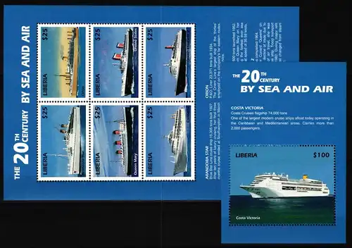 Liberia 2558-2563 und Block 233 postfrisch Kleinbogen / Schiffe #KC015
