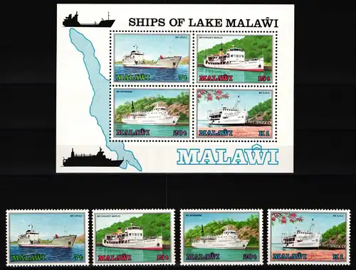 Malawi 449-452 und Block 64 postfrisch Schiffe #KC025