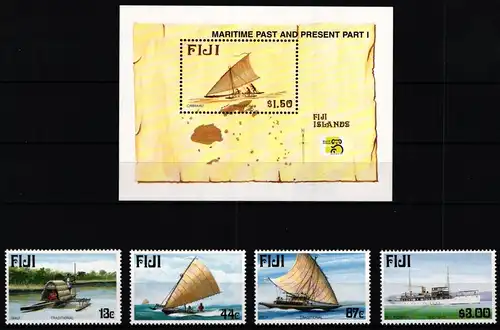 Fidschi Inseln 860-863 und Block 28 postfrisch Schifffahrt #KC118