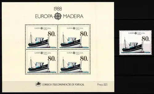Madeira 118 a und Block 9 postfrisch Schifffahrt / CEPT #KC064