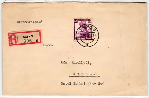 Deutsches Reich 597 auf Brief als Einzelfrankatur #KT213