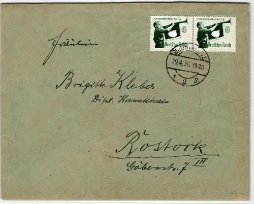 Deutsches Reich 584 auf Brief als Mehrfachfrankatur portogerecht #KT218