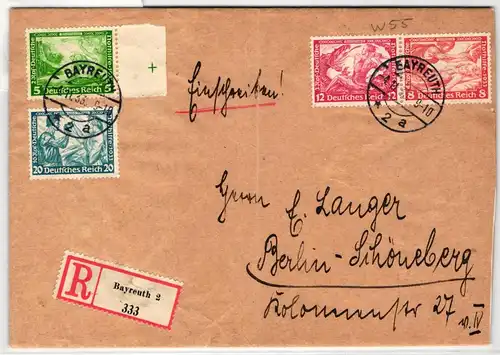 Deutsches Reich 501, 505, W 55 auf Brief als Mischfrankatur #KT202