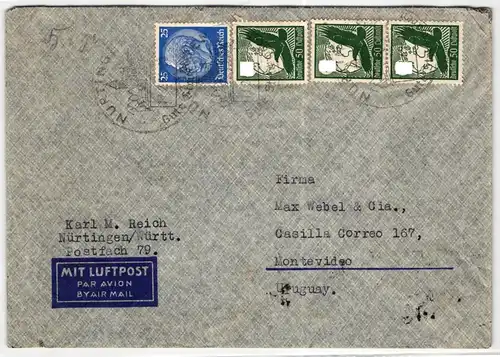 Deutsches Reich 535 u.a. auf Brief als Mischfrankatur portogerecht #KT236