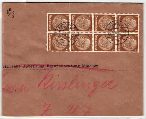 Deutsches Reich 513 auf Brief als Mehrfachfrankatur portogerecht #KT206