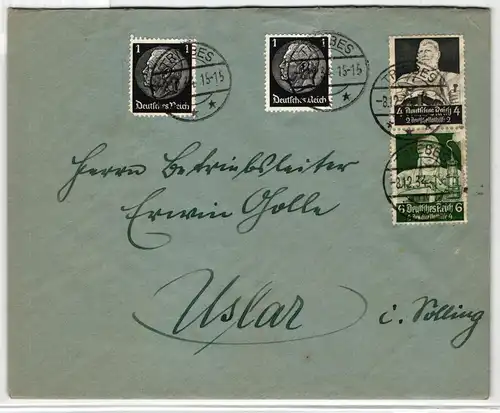 Deutsches Reich S 219 u.a. auf Brief als Mischfrankatur portogerecht #KT244