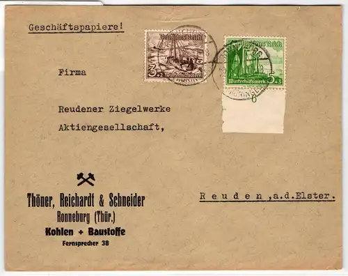 Deutsches Reich 651, 653 auf Brief portogerechte Geschäftspapiere #KT268