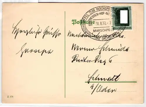 Deutsches Reich 646 auf Postkarte mit Stempel Marschpost #KT277