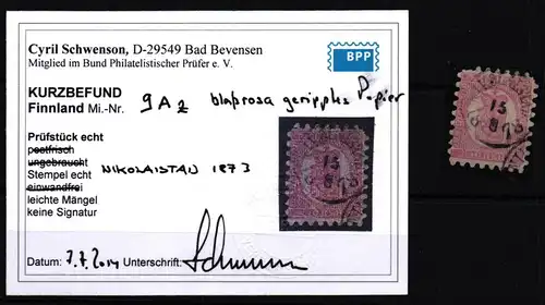 Finnland 9 Az gestempelt Kurzbefund Schwenson BPP #KT280