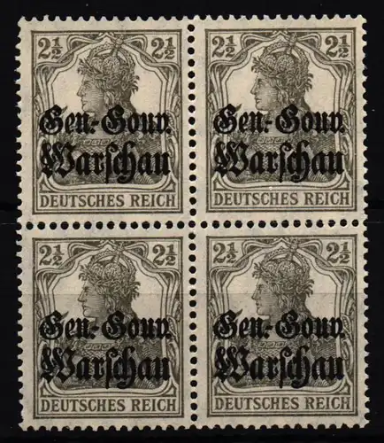 Deutsche besetzung 1. WK Polen 6 b postfrisch 4er Block geprüft Hey BPP #KT314