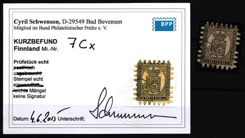 Finnland 7 Cx gestempelt Kurzbefund Schwenson BPP #KT283