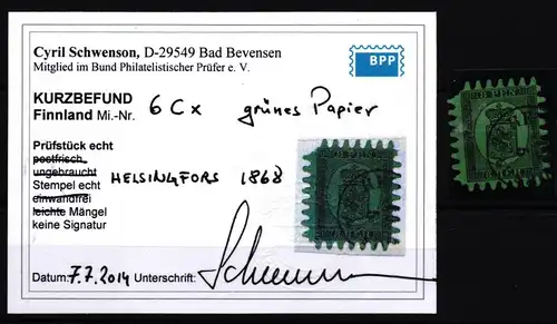 Finnland 6 Cx gestempelt Kurzbefund Schwenson BPP #KT286