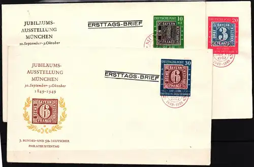 BRD Bund 113-115 als Ersttagsbrief verteilt auf 3 FDCs #KT365