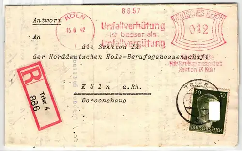 Deutsches Reich 794 auf Brief als Mischfrankatur portogerecht #KT568