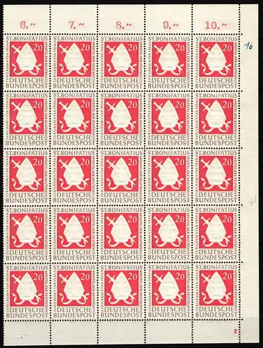BRD Bund 199 FN postfrisch 25er Block vom Eckrand, FN 2 #KT364