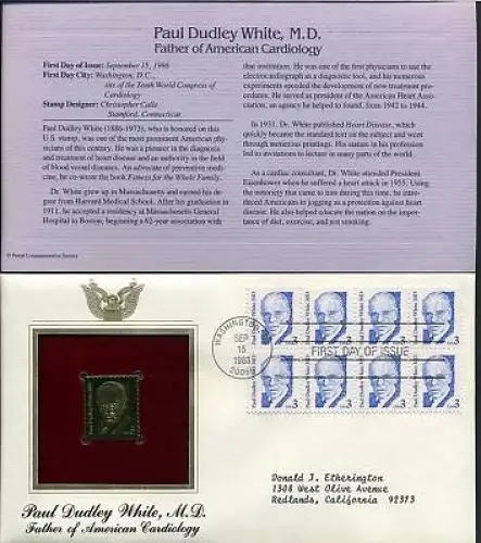 USA FDC MiNr 1849x Goldmarke Persönlichkeiten #AJ209