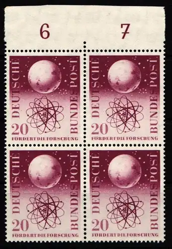 Bund 214 postfrisch als 4er Block Oberrand #IG717