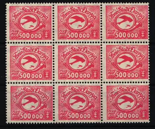 Danzig 178 X mit Falz 9er Block, Attest Bock BPP #KT752