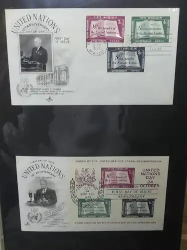 Vereinte Nationen New York FDCs ab 1951 besammelt im Ring Binder #LY662