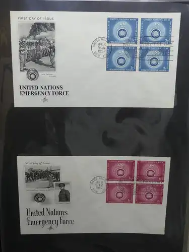 Vereinte Nationen New York FDCs ab 1951 besammelt im Ring Binder #LY662