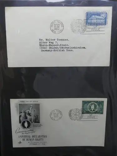 Vereinte Nationen New York FDCs ab 1951 besammelt im Ring Binder #LY662