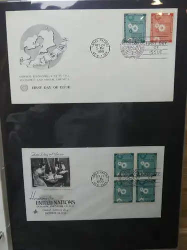 Vereinte Nationen New York FDCs ab 1951 besammelt im Ring Binder #LY662