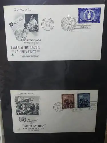 Vereinte Nationen New York FDCs ab 1951 besammelt im Ring Binder #LY662