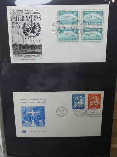 Vereinte Nationen New York FDCs ab 1951 besammelt im Ring Binder #LY662