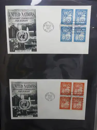 Vereinte Nationen New York FDCs ab 1951 besammelt im Ring Binder #LY662