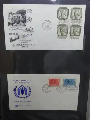 Vereinte Nationen New York FDCs ab 1951 besammelt im Ring Binder #LY662