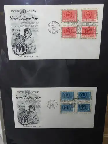 Vereinte Nationen New York FDCs ab 1951 besammelt im Ring Binder #LY662