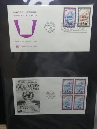 Vereinte Nationen New York FDCs ab 1951 besammelt im Ring Binder #LY662