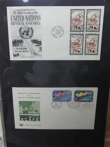 Vereinte Nationen New York FDCs ab 1951 besammelt im Ring Binder #LY662