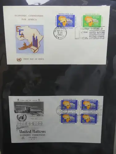 Vereinte Nationen New York FDCs ab 1951 besammelt im Ring Binder #LY662