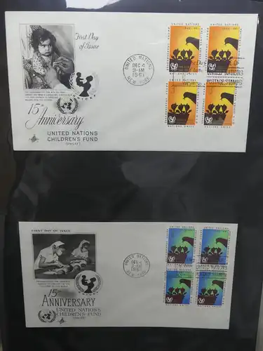 Vereinte Nationen New York FDCs ab 1951 besammelt im Ring Binder #LY662